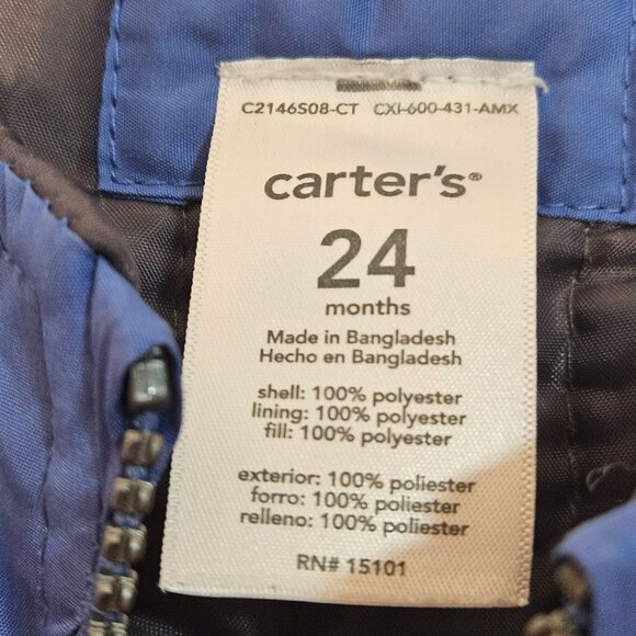 Carters Baby Snow Bib Overalls 24 Months Blue Water-Resistant Polyester Adjustab - Picture 4 of 9